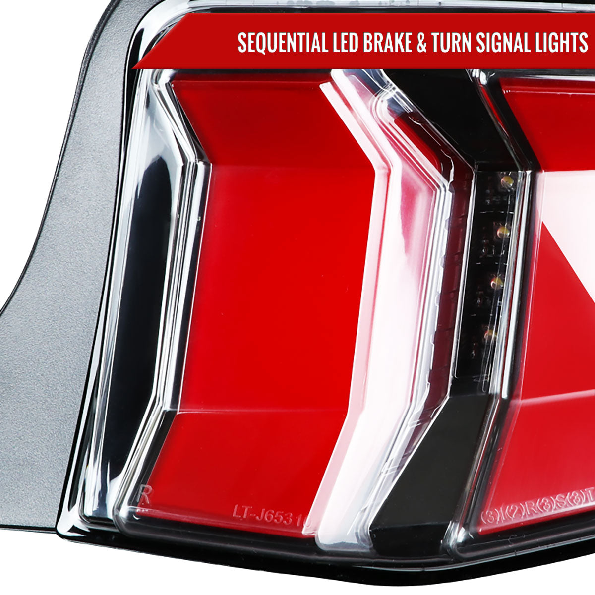 2010-2012 Ford Mustang Sequential LED Tail Lights (Jet Black Housing/Clear Lens)