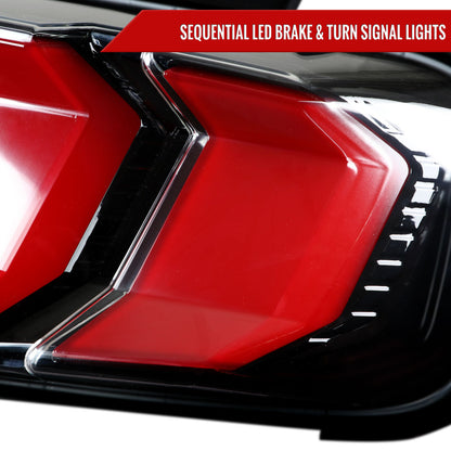 2010-2012 Ford Mustang Sequential LED Tail Lights (Jet Black Housing/Clear Lens)
