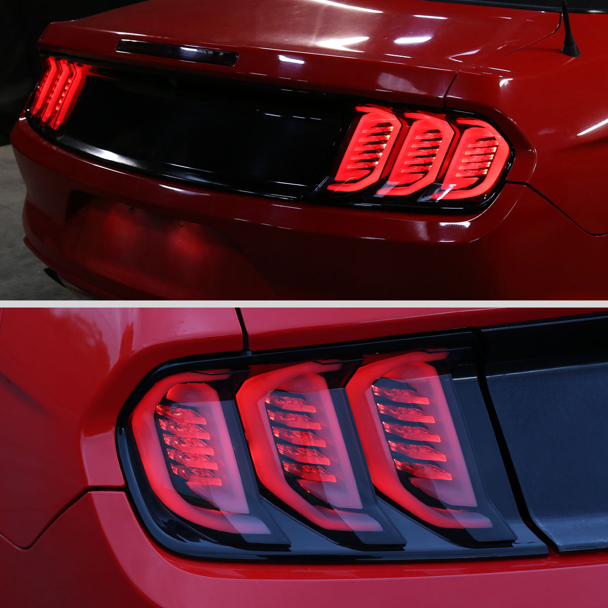 2015-2023 Ford Mustang Sequential Signal LED Tail Lights (Glossy Black Housing/Smoked Lens)