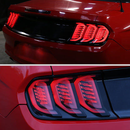 2015-2023 Ford Mustang Sequential Signal LED Tail Lights (Glossy Black Housing/Smoked Lens)