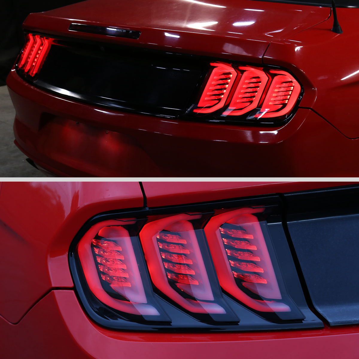 2015-2023 Ford Mustang Sequential Signal LED Tail Lights (Jet Black Housing/Clean Lens)