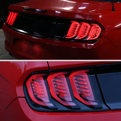 2015-2023 Ford Mustang Sequential Signal LED Tail Lights (Jet Black Housing/Clean Lens)