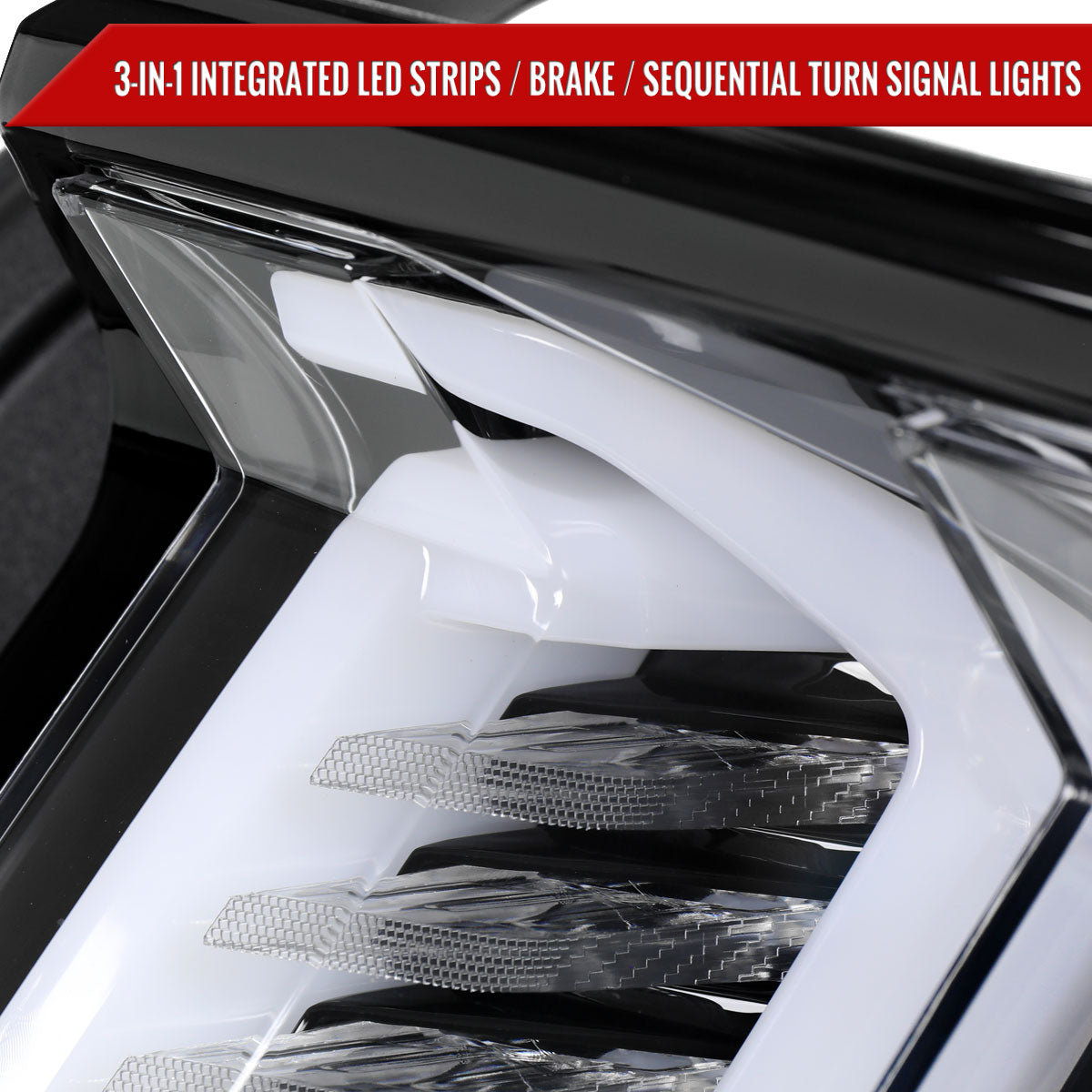 2015-2023 Ford Mustang Sequential Signal LED Tail Lights (Jet Black Housing/Clean Lens)