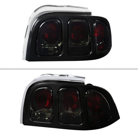 1994-1998 Ford Mustang Tail Lights (Chrome Housing/Smoked Lens)