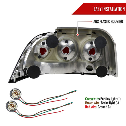 1994-1998 Ford Mustang Tail Lights (Matte Black Housing/Clear Lens)