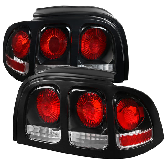 1994-1998 Ford Mustang Tail Lights (Matte Black Housing/Clear Lens)