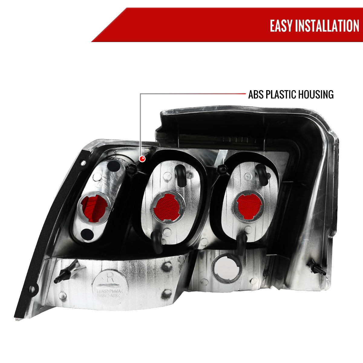 1999-2004 Ford Mustang Tail Lights (Chrome Housing/Clear Lens)
