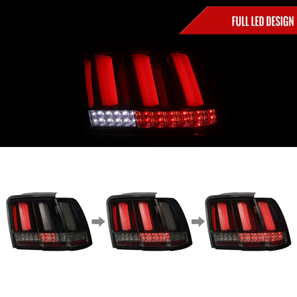 1999-2004 Ford Mustang Sequential LED Tail Lights (Glossy Black Housing/Smoked Lens)