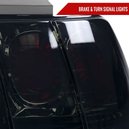 1999-2004 Ford Mustang Tail Lights (Chrome Housing/Smoked Lens)