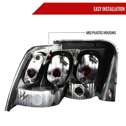 1999-2004 Ford Mustang Tail Lights (Chrome Housing/Smoked Lens)