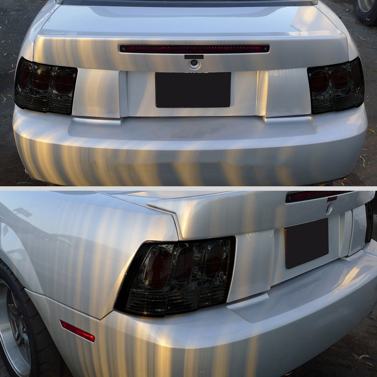 1999-2004 Ford Mustang Tail Lights (Chrome Housing/Smoked Lens)