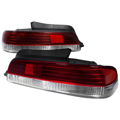 1997-2001 Honda Prelude Tail Lights (Chrome Housing/Red Clear Lens)