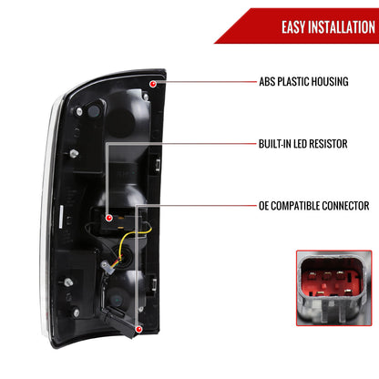2002-2006 Dodge RAM 1500/2500/3500 White LED Bar Tail Lights (Matte Black Housing/Smoked Lens)