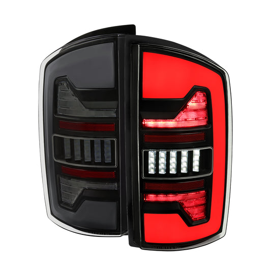 2002-2006 Dodge RAM 1500/2500/3500 White LED Bar Tail Lights (Matte Black Housing/Smoked Lens)
