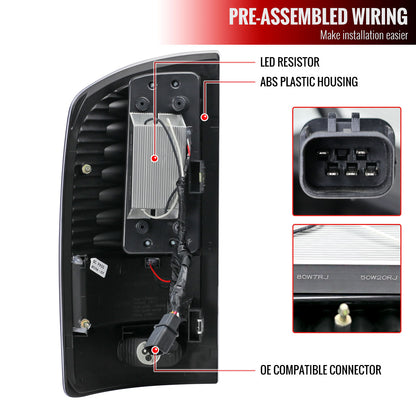 2002-2006 Dodge RAM V2 LED Tail Lights (Chrome Housing/Red Clear Lens)
