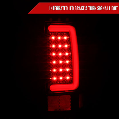2007-2009 Dodge RAM 1500/2500/3500 Red C-Bar LED Tail Lights (Jet Black Housing/Clear Lens)