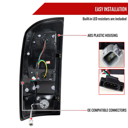 2007-2009 Dodge RAM 1500/2500/3500 Red C-Bar LED Tail Lights (Jet Black Housing/Clear Lens)