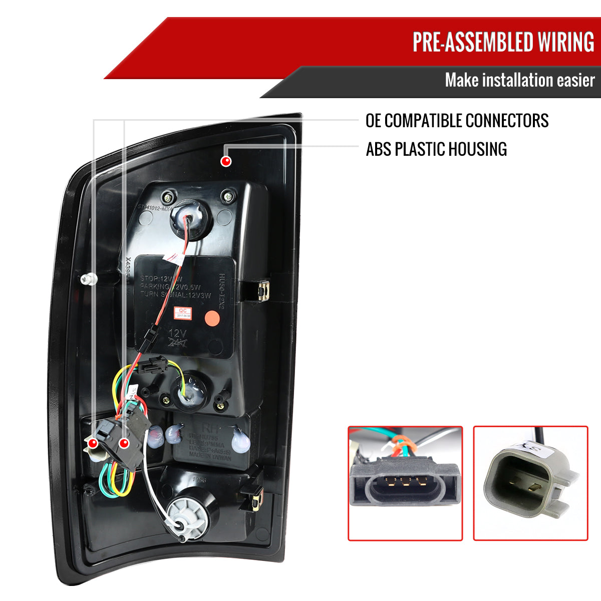2007-2009 Dodge RAM LED Tail Lights (Matte Black Housing/Clear Lens)