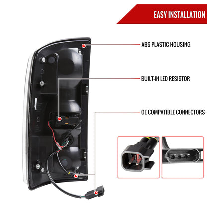 2007-2009 Dodge RAM 1500/2500/3500 Red LED Bar Tail Lights (Matte Black Housing/Clear Lens)