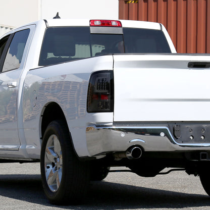 2009-2018 Dodge RAM 1500 / 2019-2021 RAM Classic / 2010-2018 RAM 2500 3500 White Bar LED Tail Lights (Glossy Black Housing/Smoked Lens)