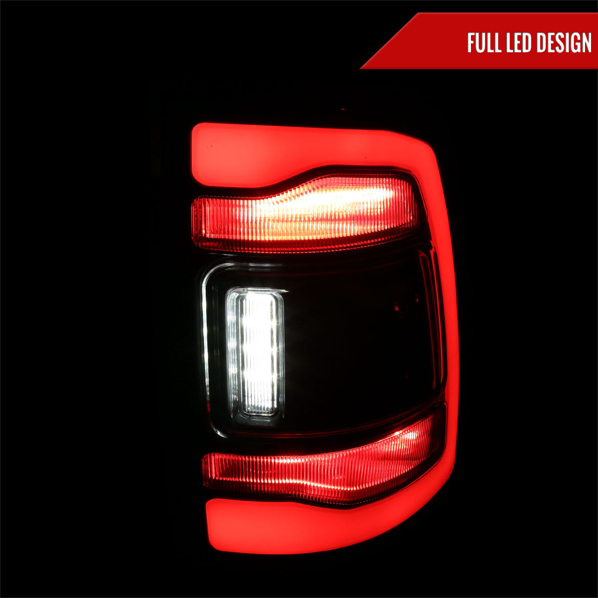 2009-2018 Dodge RAM 1500/2010-2018 RAM 2500 3500 White LED Bar Tail Lights (Black Housing/Smoked Lens)