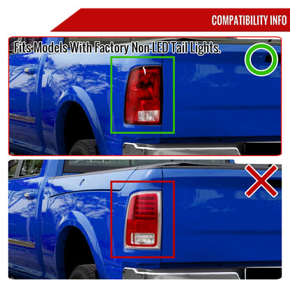 2009-2018 Dodge RAM 1500/2019-2022 RAM 1500 Classic/2010-2018 RAM 2500 3500 LED Bar Tail Lights (Matte Black Housing/Clear Lens)