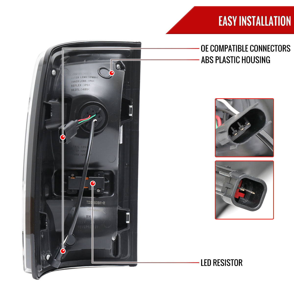 2009-2018 Dodge RAM 1500/2019-2022 RAM 1500 Classic/2010-2018 RAM 2500 3500 LED Bar Tail Lights (Matte Black Housing/Clear Lens)