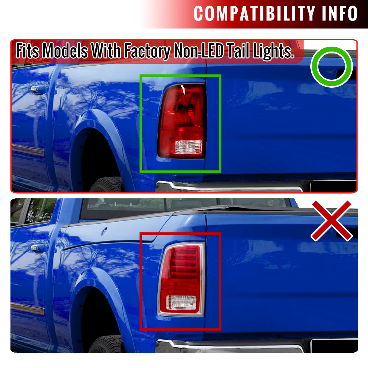 2009-2018 Dodge RAM 1500 / 2019-2021 RAM Classic / 2010-2018 RAM 2500 3500 LED Tail Lights - V2 (Matte Black Housing/Clear Lens)