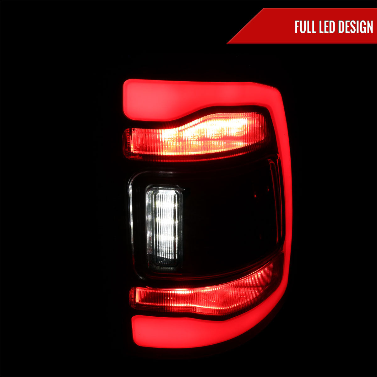 2009-2018 Dodge RAM 1500/2019-2022 RAM 1500 Classic/2010-2018 RAM 2500 3500 Red LED Bar Tail Lights (Matte Black Housing/Clear Lens)