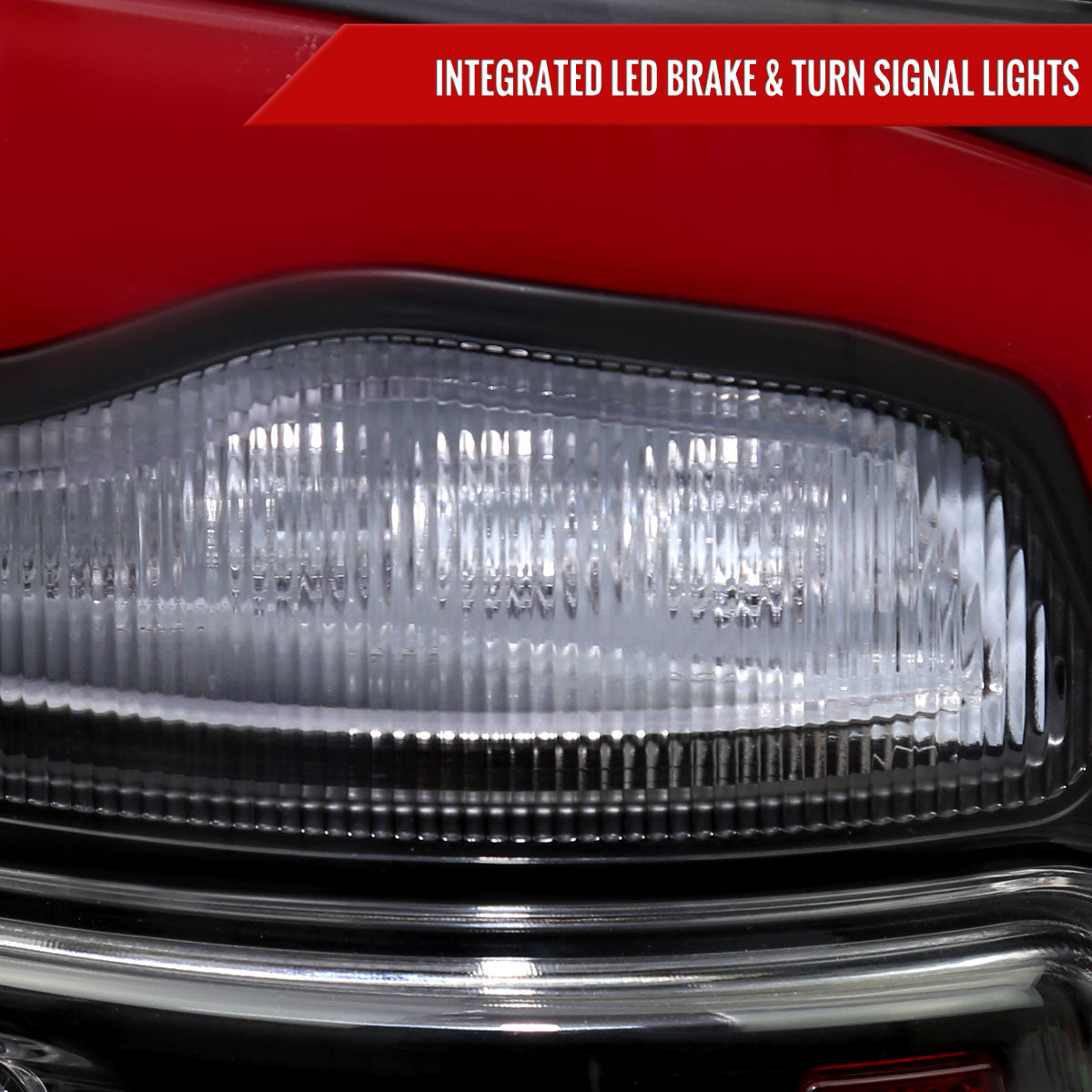 2009-2018 Dodge RAM 1500/2019-2022 RAM 1500 Classic/2010-2018 RAM 2500 3500 Red LED Bar Tail Lights (Matte Black Housing/Clear Lens)