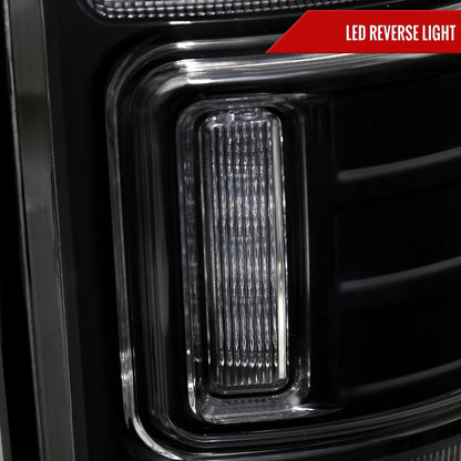 2009-2018 Dodge RAM 1500/2019-2022 RAM 1500 Classic/2010-2018 RAM 2500 3500 Red LED Bar Tail Lights (Matte Black Housing/Clear Lens)