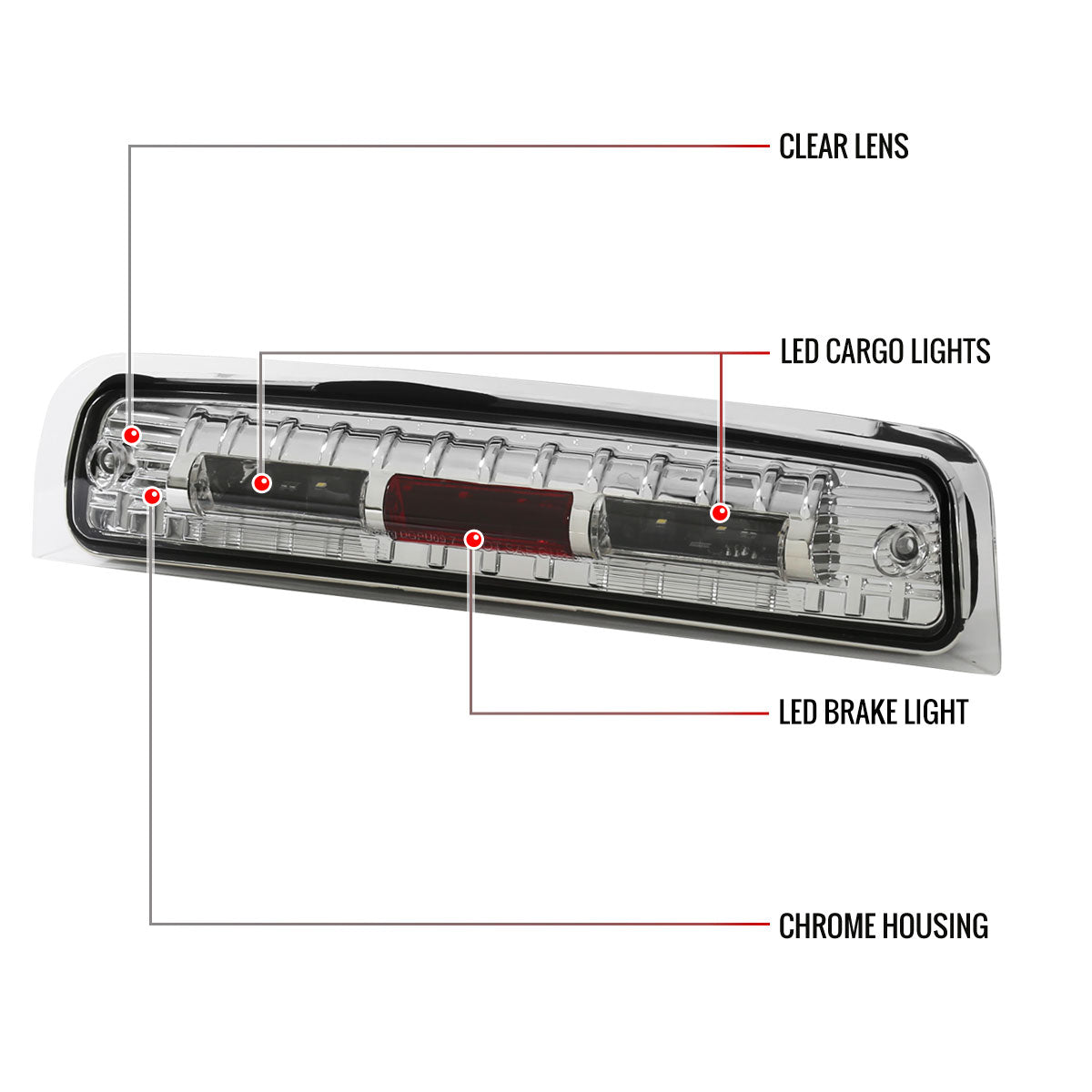 2009-2013 Dodge RAM SMD LED 3rd Brake Light (Chrome Housing/Clear Lens)