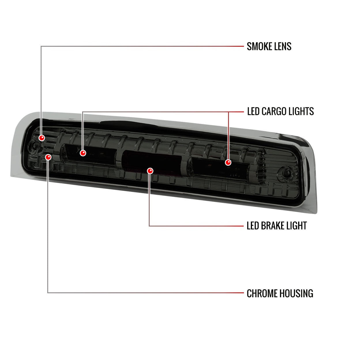 2009-2013 Dodge RAM SMD LED 3rd Brake Light (Chrome Housing/Smoked Lens)
