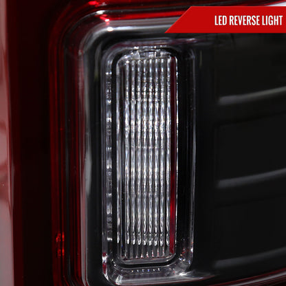 2009-2018 Dodge RAM 1500/2019-2022 RAM 1500 Classic/2010-2018 RAM 2500 3500 LED Bar Tail Lights (Matte Black Housing/Red Clear Lens)