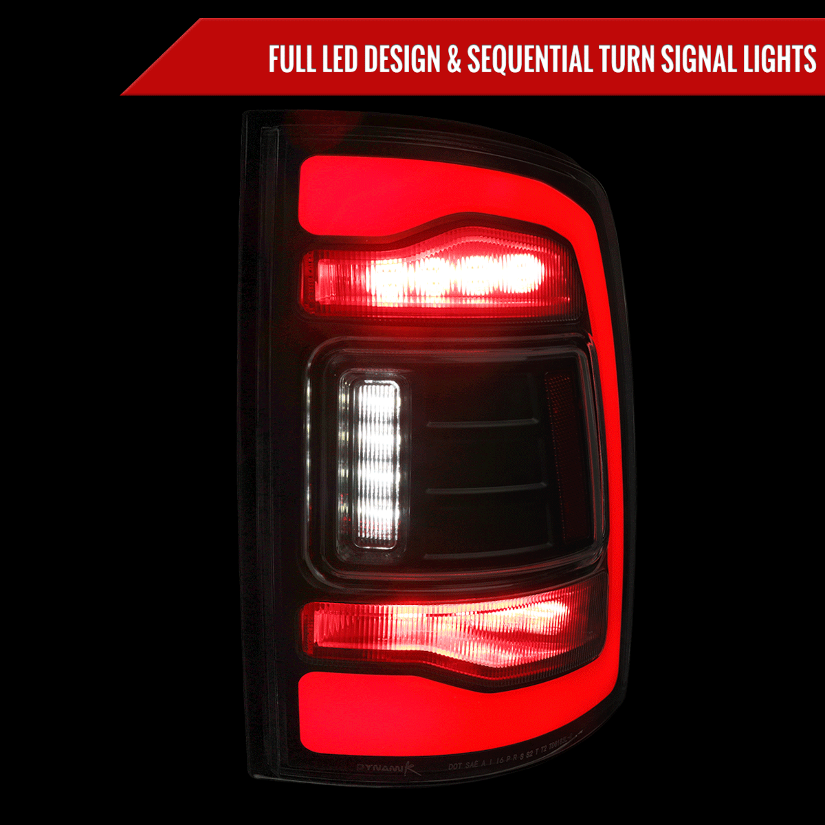 2013-2018 RAM 1500/2500/3500 Sequential Signal LED Tail Lights (Matte Black Housing/Clear Lens)