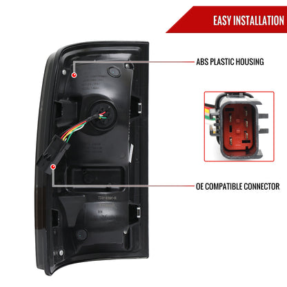 2013-2018 RAM 1500/2500/3500 Sequential Signal LED Tail Lights (Matte Black Housing/Clear Lens)
