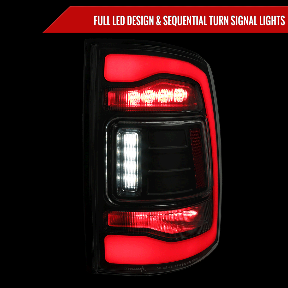 2013-2018 RAM 1500/2500/3500 Sequential Signal LED Tail Lights (Black Housing/Clear Lens)