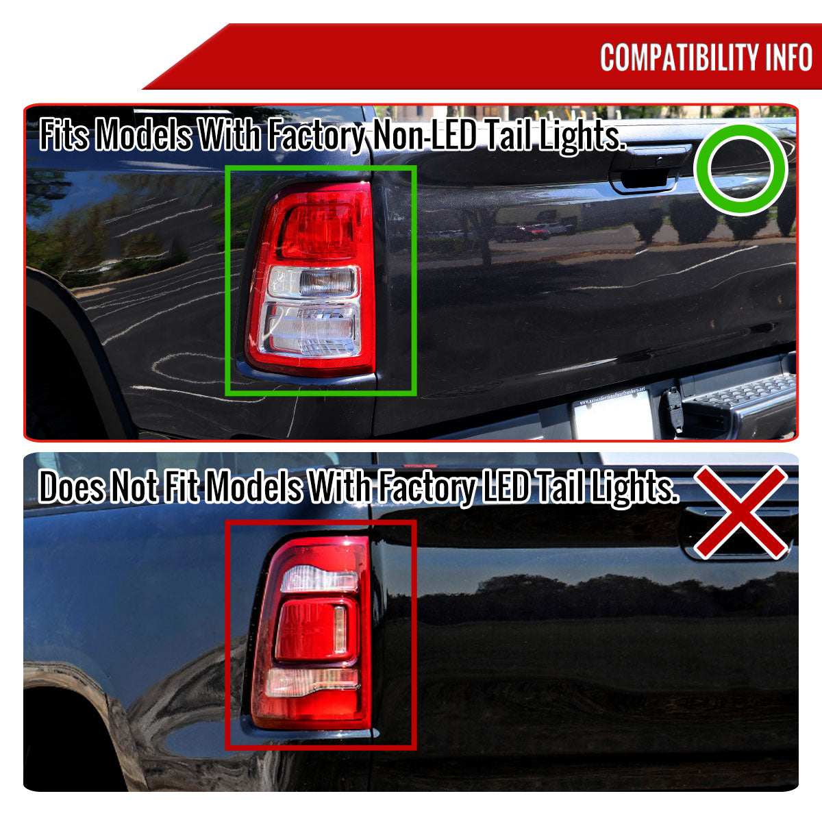 2019-2024 Dodge RAM 1500 White LED Bar Tail Lights (Glossy Black Housing/Smoked Lens)