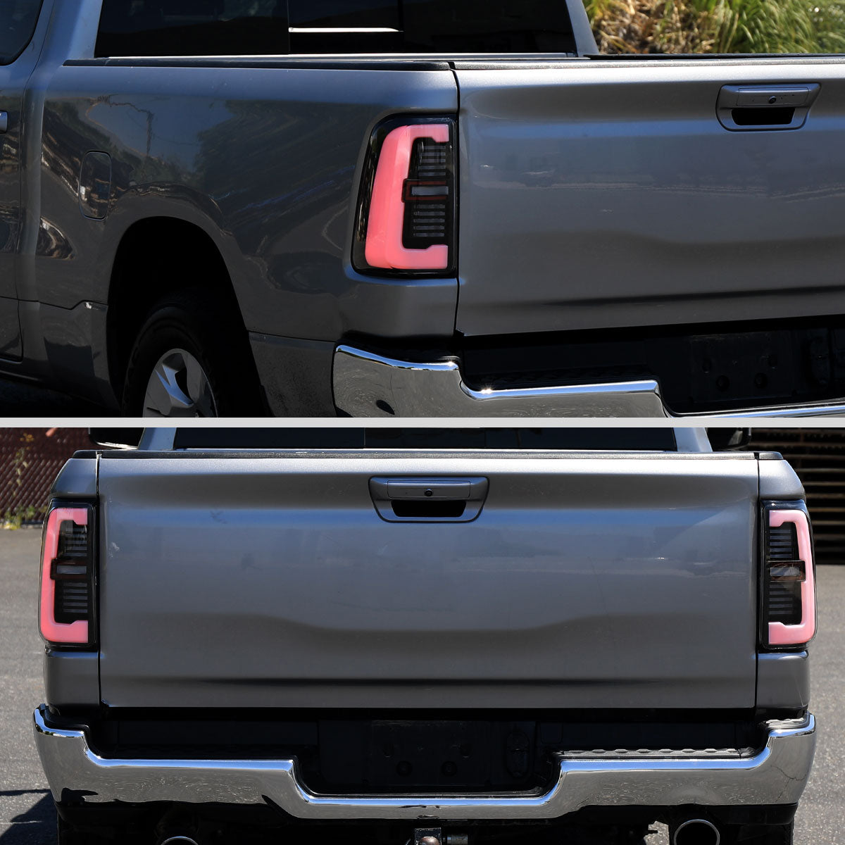 2019-2024 Dodge RAM 1500 Tail Light w/ Sequential Turn Signal LED Strip and LED Side Marker Brake Reverse (Black Housing / Clear Lens)