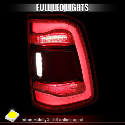2019-2024 Ram 1500 LED Tail Lights - Chrome/Red - view 2