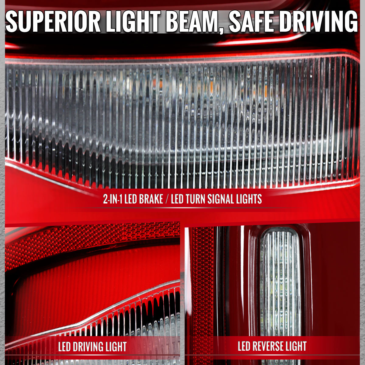 2019-2024 Ram 1500 LED Tail Lights - Chrome/Red - view 3