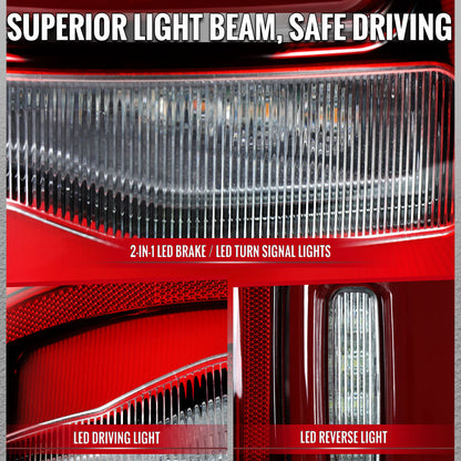 2019-2024 Ram 1500 LED Tail Lights - Chrome/Red - view 3