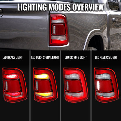 2019-2024 Ram 1500 LED Tail Lights - Chrome/Red - view 6