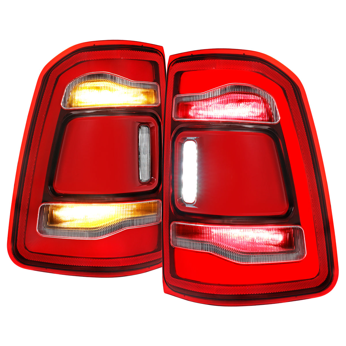 2019-2024 Ram 1500 LED Tail Lights - Chrome/Red