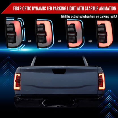 2019-2024 Dodge RAM 2500/3500 LED Sequential Signal Tail Lights (Matte Black Housing / Clear Lens)