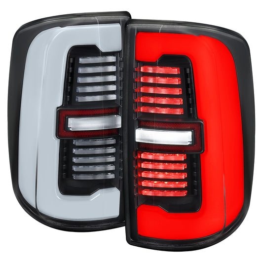 2019-2024 Dodge RAM 2500/3500 LED Sequential Signal Tail Lights (Matte Black Housing / Clear Lens)