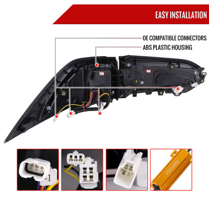 2019-2024 Toyota RAV4 White LED Bar Sequential Signal Tail Lights (Glossy Black Housing/Dark Smoked Lens)