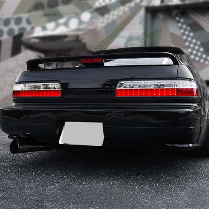 1989-1994 Nissan 240SX S13 Coupe LED Tail Lights (Chrome Housing/Clear Lens)