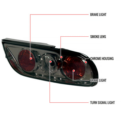 1989-1994 Nissan 240SX S13 Hatchback Tail Lights (Chrome Housing/Smoked Lens)