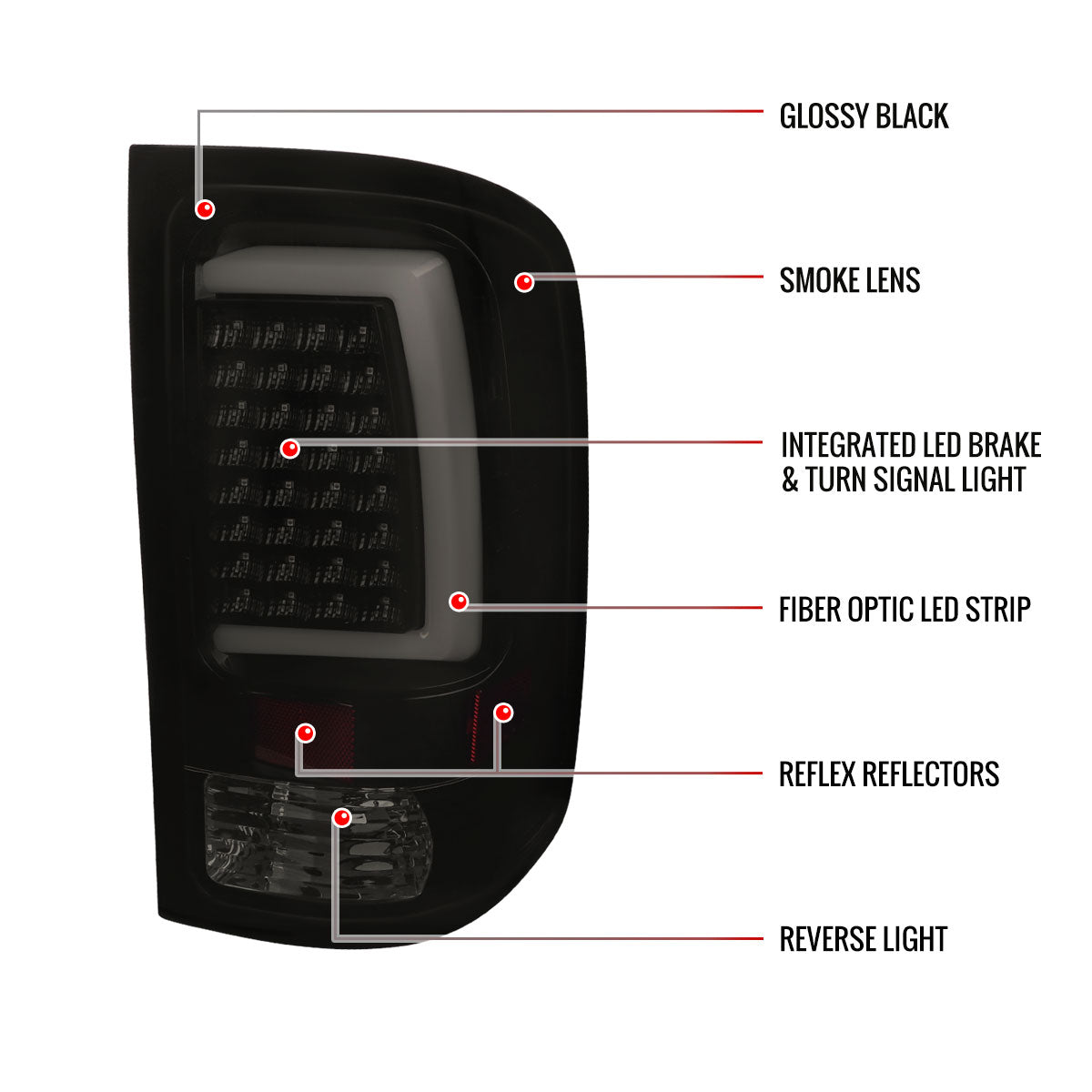 2007-2013 GMC Sierra 1500/ 2007-2014 Sierra 2500HD 3500HD LED Tail Lights (Glossy Black Housing/Smoked Lens)